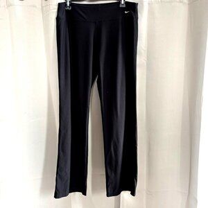 Nike Womens Yoga Pants Size LS Black Pull On Logo Workout Athleisure‎ 18408